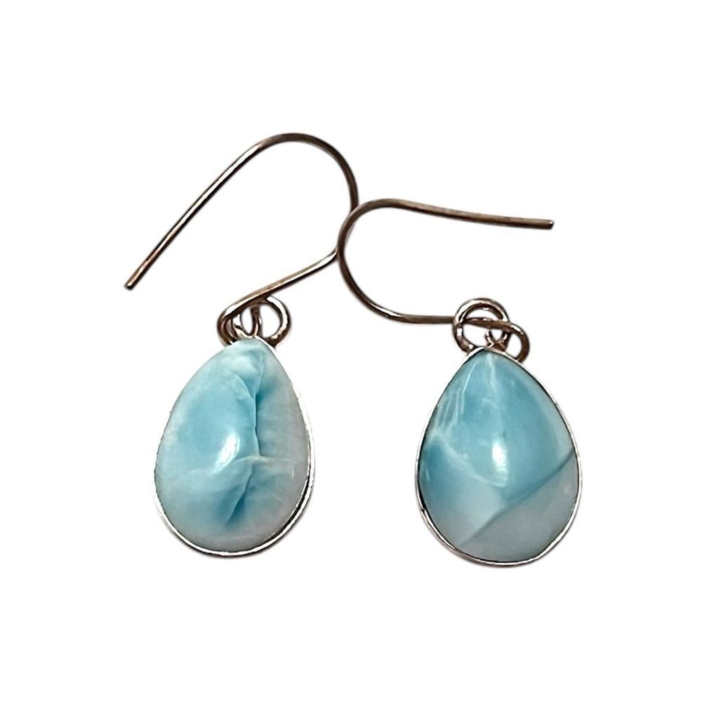 Artisan Sterling Silver Teardrop Larimar Drop Earrings